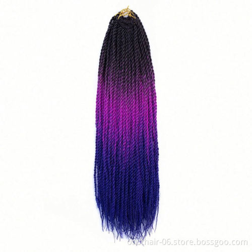 MYZYR Ombre Senegalese Twist Hair Crochet Braids 20 Inch Synthetic Braiding Hair for Women Grey,blue,pink,bro Synthetic Fibres